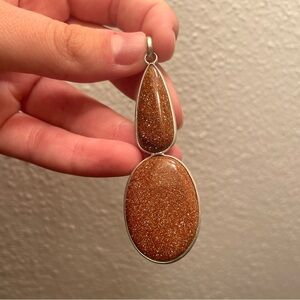 Sterling Silver Plated Goldstone Pendant